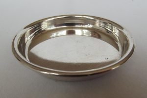 Side shot of silver pin tray